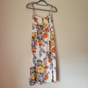 Floral Midi Tie Strap Dress